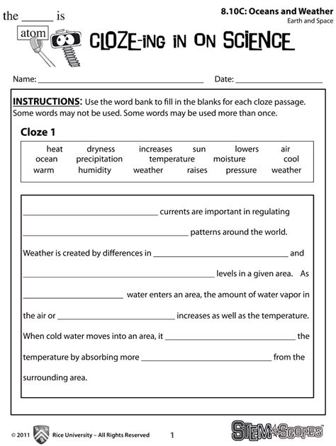 CLOZE-ing in on Science! - Studyres