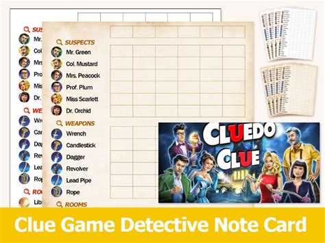 CLUEDO Replacement Score Sheets, CLUE Detective Score Cards, Refill