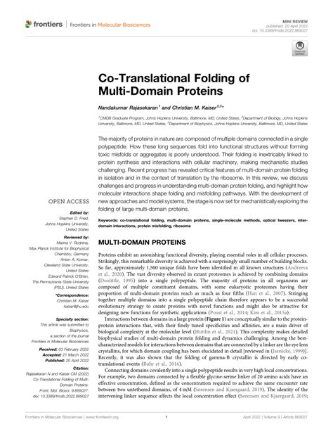 Co-Translational Folding of Multi-Domain Proteins - PMC - muktibox.com