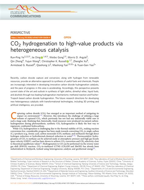 CO2 hydrogenation to high-value products via heterogeneous ... - Nature