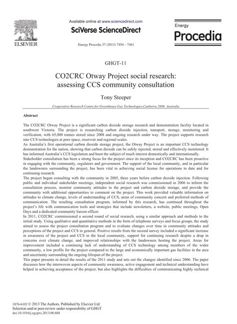 CO2CRC Otway Project Social Research: Assessing CCS …