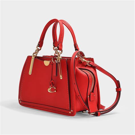 COACH RED LEATHER MINI TOP HANDLE DUFFLE BAG HANDBAG …