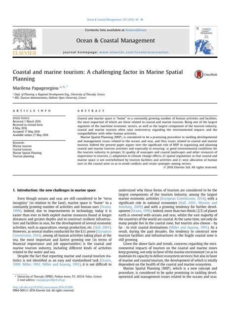 Coastal and marine tourism: A challenging factor in Marine Spatial ... - raincitystudios.com