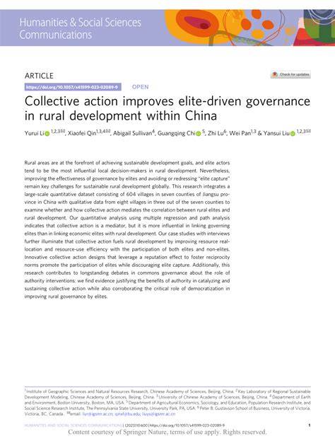 Collective action improves elite-driven governance in rural ... - Nature - raincitystudios.com