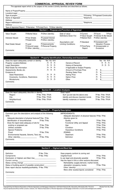 COMMERCIAL APPRAISAL REVIEW FORM - formspal.com