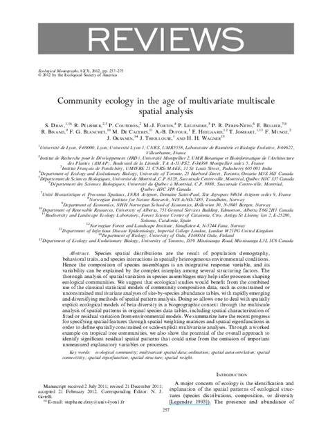 Community ecology in the age of multivariate multiscale spatial analysis - raincitystudios.com