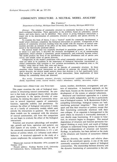 Community Structure: A Neutral Model Analysis - Caswell - 1976 ... - raincitystudios.com