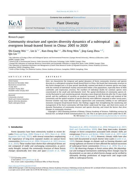 Community structure and species diversity dynamics of a subtropical ... - raincitystudios.com