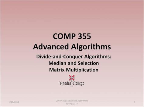 COMP 355 Advanced Algorithms - Rhodes College