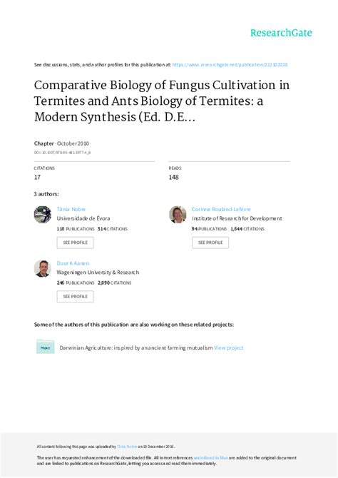 Comparative Biology of Fungus Cultivation in Termites and Ants - muktibox.com