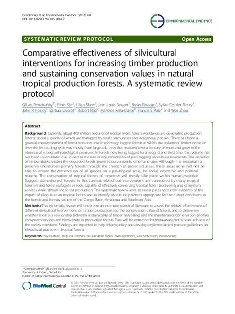 Comparative effectiveness of silvicultural interventions for increasing ... - raincitystudios.com