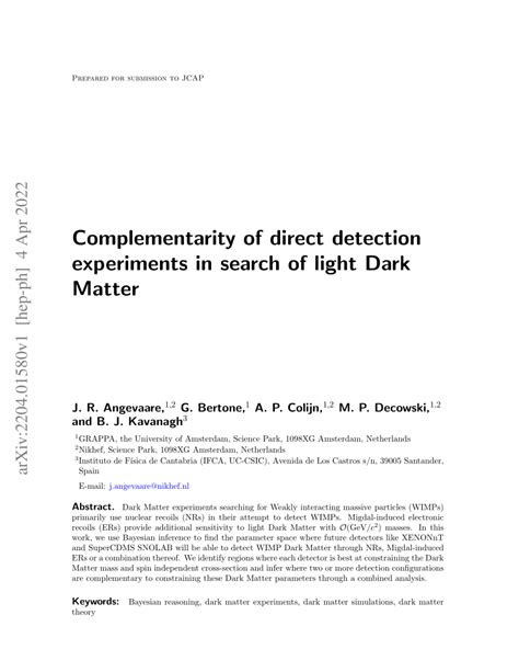 Complementarity of direct detection experiments in search of light Dark ... - wintechmobiles.com