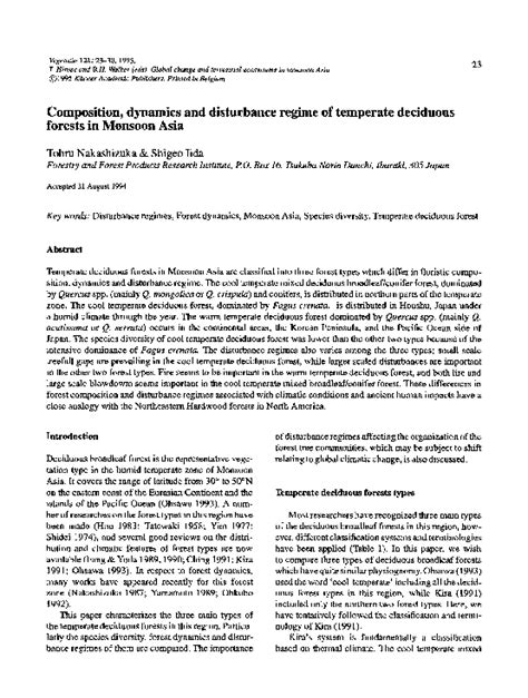Composition, dynamics and disturbance regime of temperate deciduous ... - raincitystudios.com