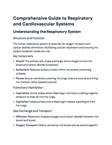 Comprehensive Guide to the Respiratory and Cardiovascular Systems ... - muktibox.com