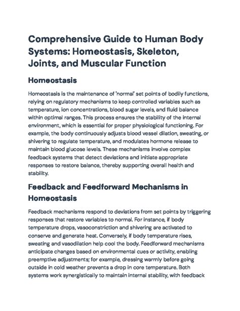 Comprehensive Overview of Homeostasis and Feedback Mechanisms in Human ... - muktibox.com