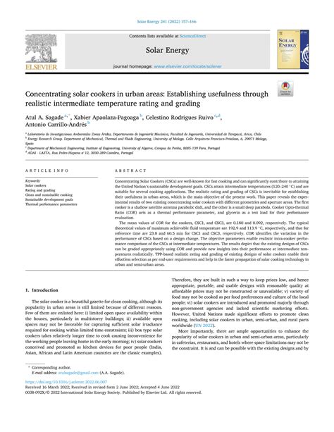 Concentrating solar cookers in urban areas ... - ScienceDirect - raincitystudios.com