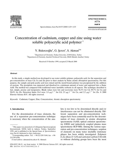 Concentration of cadmium, copper and zinc using water soluble ... - wintechmobiles.com