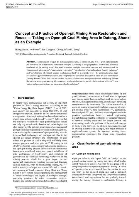 Concept and Practice of Open-pit Mining Area … - raincitystudios.com