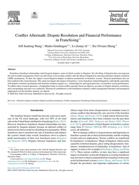 Conflict Aftermath: Dispute Resolution and Financial Performance in ... - coolestguyplanet.net