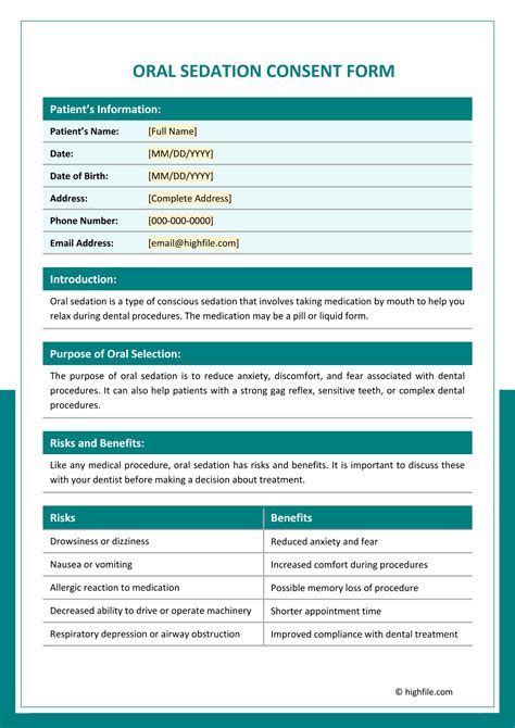 CONSENT DOCUMENTATION FOR DENTAL SEDATION PROCEDURES Doc Template