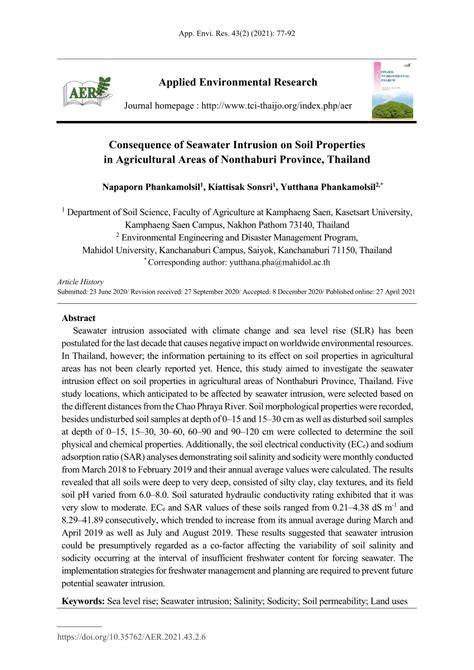 Consequence of Seawater Intrusion on Soil Properties in Agricultural ... - raincitystudios.com
