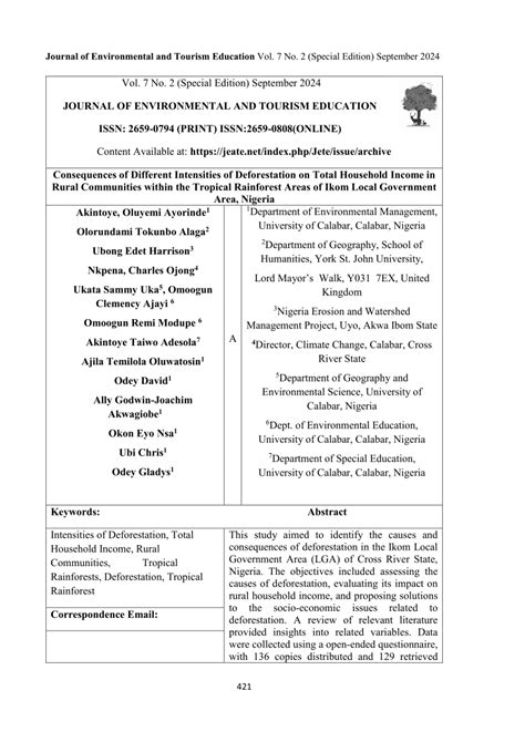 Consequences of Different Intensities of Deforestation on Total ... - wintechmobiles.com