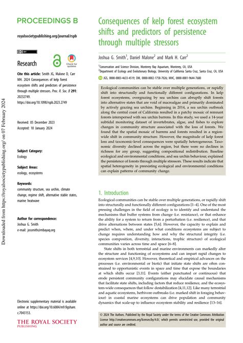 Consequences of kelp forest ecosystem shifts and predictors of ... - muktibox.com