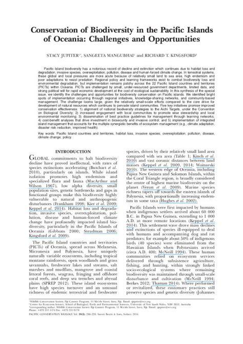 Conservation of Biodiversity in the Pacific Islands of Oceania ... - raincitystudios.com