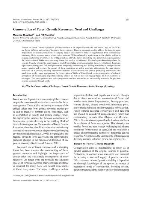 Conservation of Forest Genetic Resources | Request PDF - raincitystudios.com