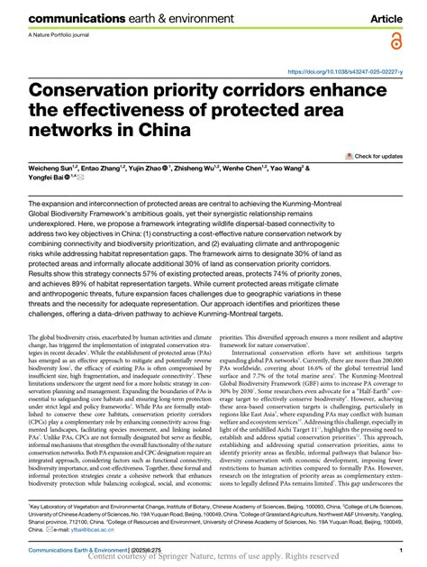 Conservation priority corridors enhance the effectiveness of protected ... - wintechmobiles.com