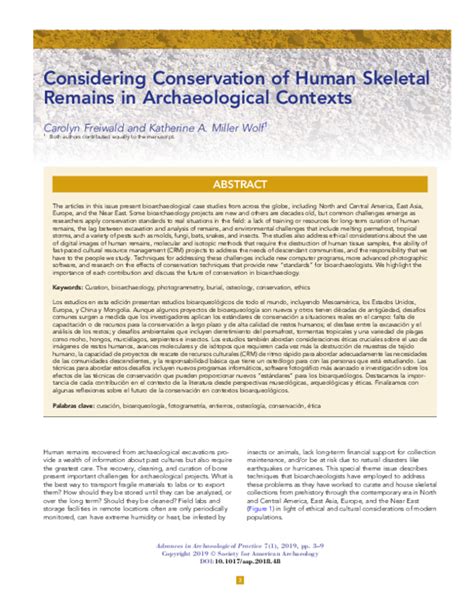 Considering Conservation of Human Skeletal Remains in Archaeological ... - wintechmobiles.com
