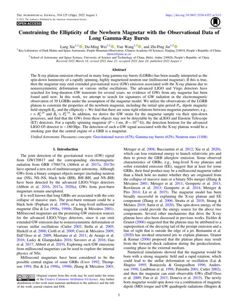 Constraining the ellipticity of new-born magnetar with the ... - muktibox.com