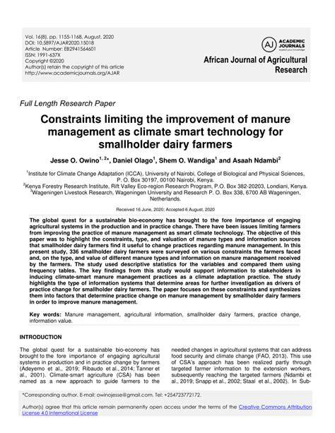 Constraints limiting the improvement of manure … - raincitystudios.com