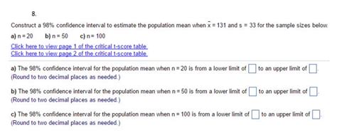 Construct a 98 confidence interval for the population mean Assume - wintechmobiles.com