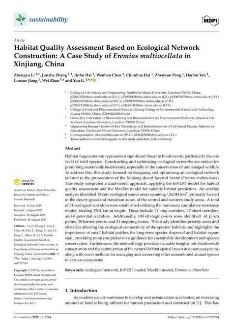 Constructing Ecological Networks Based on Habitat Quality ... - Nature - wintechmobiles.com