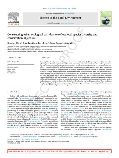 Constructing urban ecological corridors to reflect local species ... - wintechmobiles.com