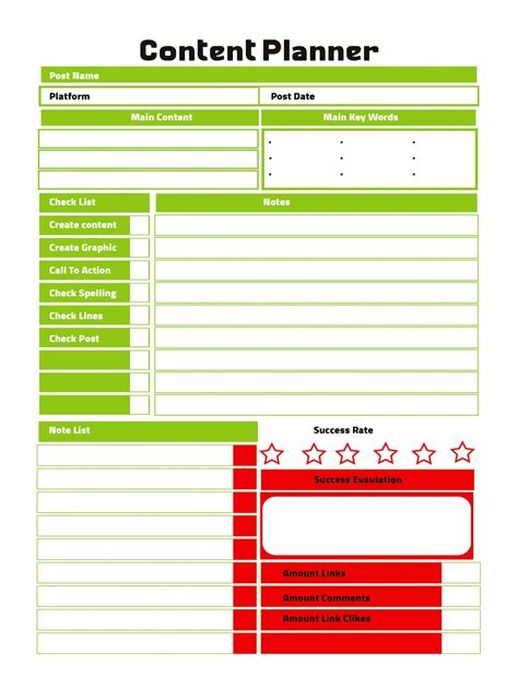 CONTENT Planner Printable PDF Workbook for Blog & Social Etsy
