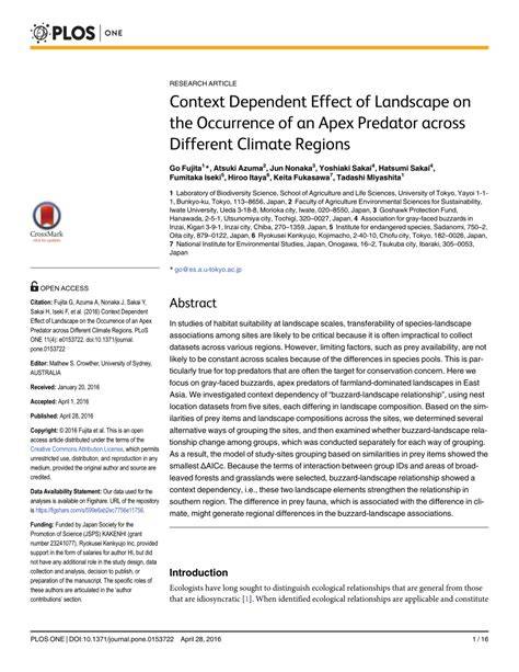 Context Dependent Effect of Landscape on the Occurrence of an Apex ... - raincitystudios.com