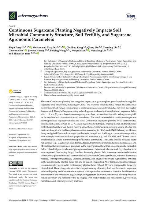 Continuous Sugarcane Planting Negatively Impacts Soil Microbial ... - muktibox.com