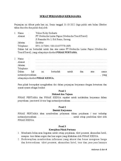 Contoh Draft Perjanjian Kerjasama | PDF - Scribd - raincitystudios.com