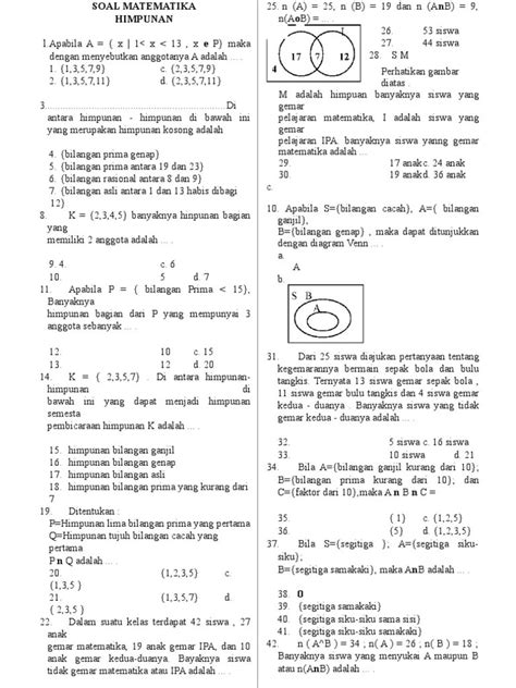 Contoh Soal Himpunan Kelas 7 | PDF - Scribd - wintechmobiles.com