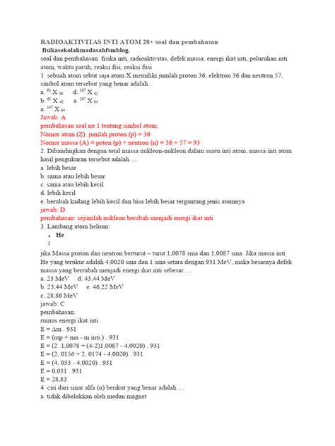 Contoh Soal Radioaktivitas dan Pembahasannya - Blogger - wintechmobiles.com