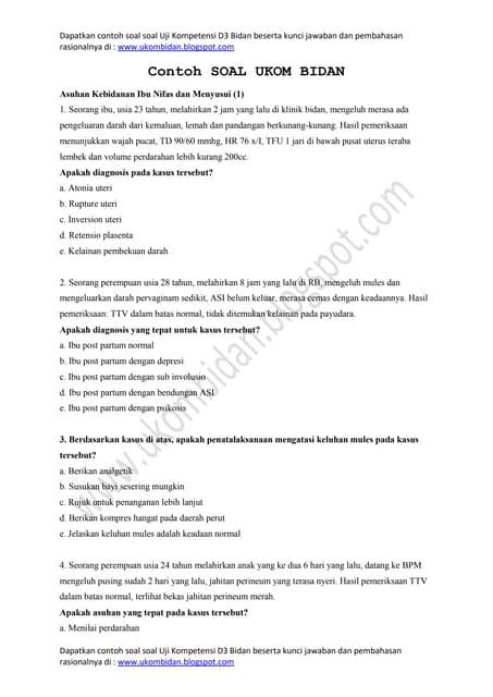 Contoh soal ukom d3 bidan | PDF - SlideShare - wintechmobiles.com