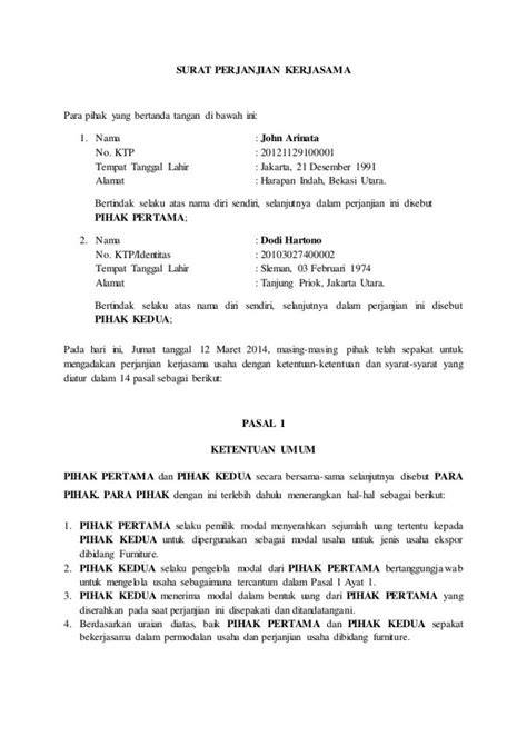 Contoh Surat Perjanjian Kerjasama Panduan Lengkap - HaloNiaga - raincitystudios.com