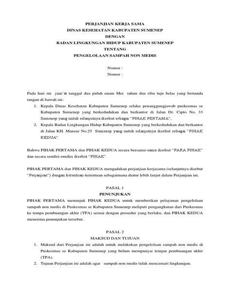 Contoh Surat Perjanjian Kerjasama Sampah - raincitystudios.com