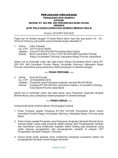 Contoh Surat Perjanjian Pengangkutan Sampah - raincitystudios.com