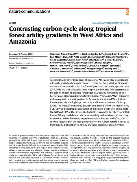Contrasting carbon cycle along tropical forest aridity gradients in ... - raincitystudios.com
