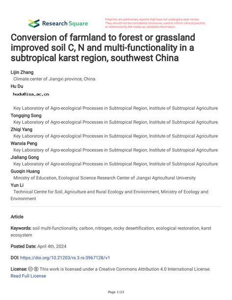 Conversion of farmland to forest or grassland improves soil carbon ... - raincitystudios.com