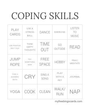 COPING SKILLS BINGO - myfreebingocards.com