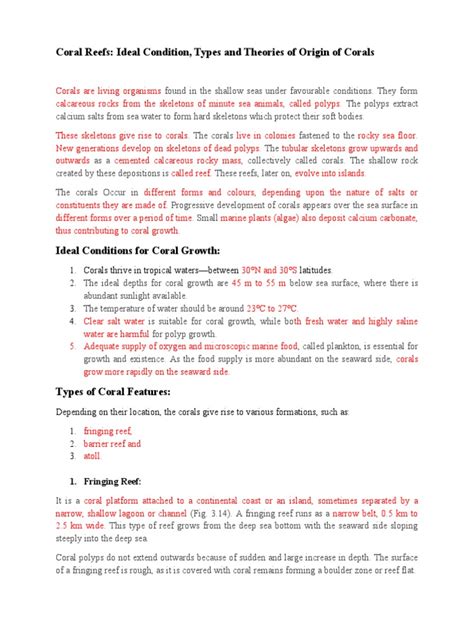 Coral Reefs: Ideal Condition, Types and Theories of Origin of Corals - wintechmobiles.com